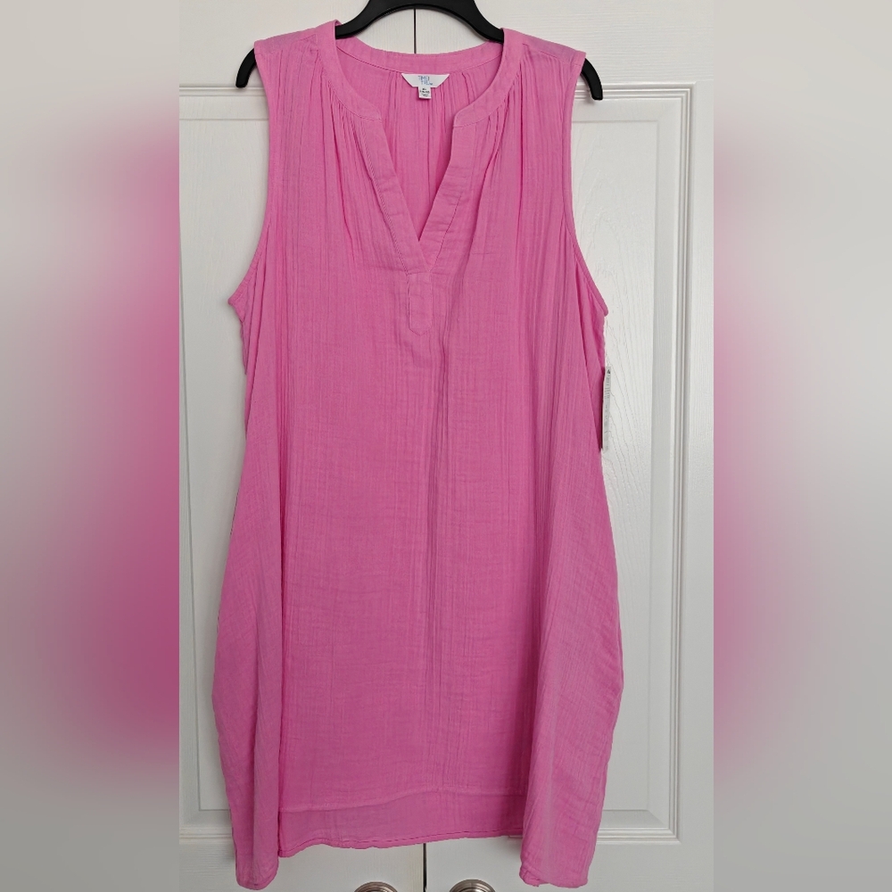 NWT Pink Sleeveless Women's Dress W/Pockets, Size XL